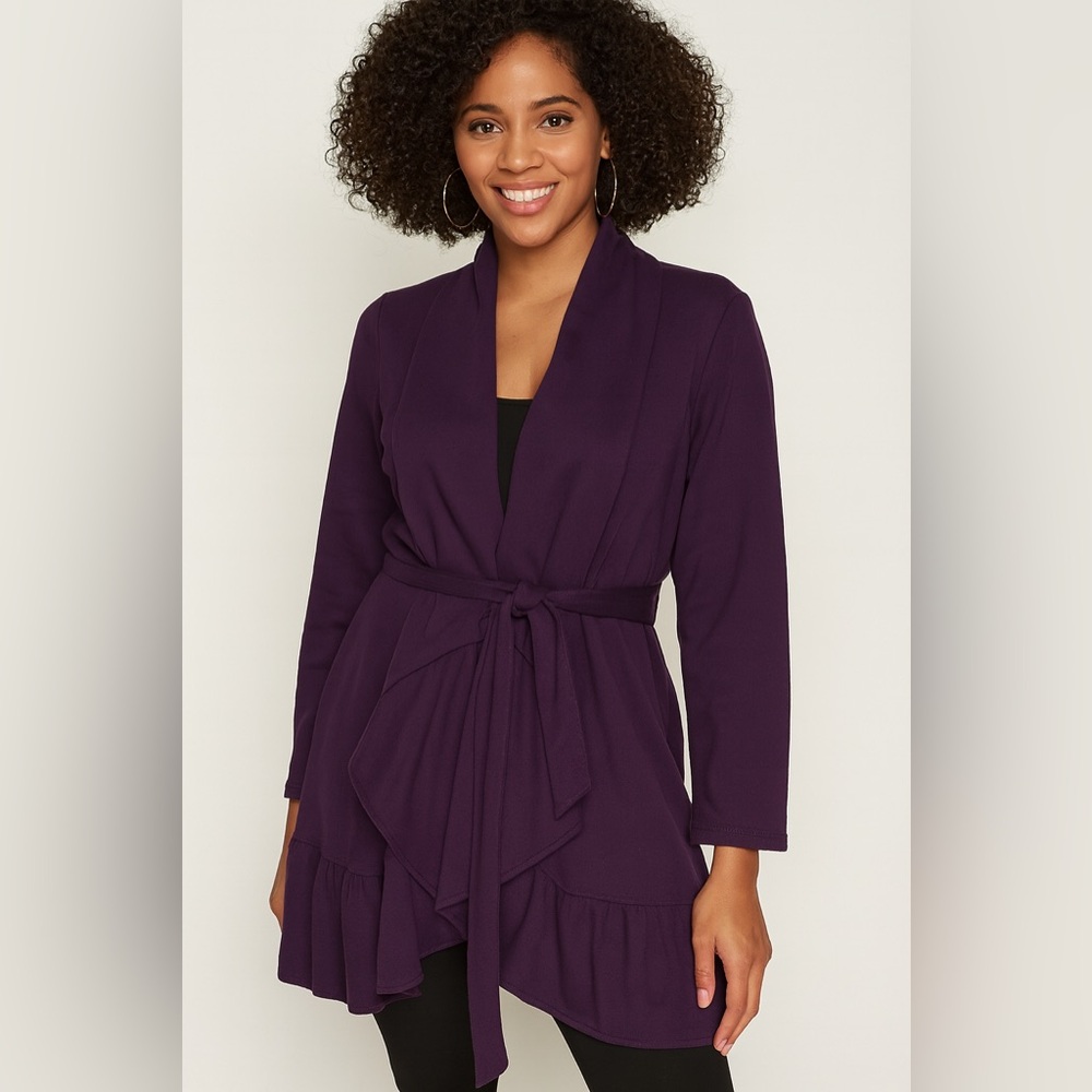 Serena Williams || Woman’s Purple Cardiganw/Ruffle size Medium